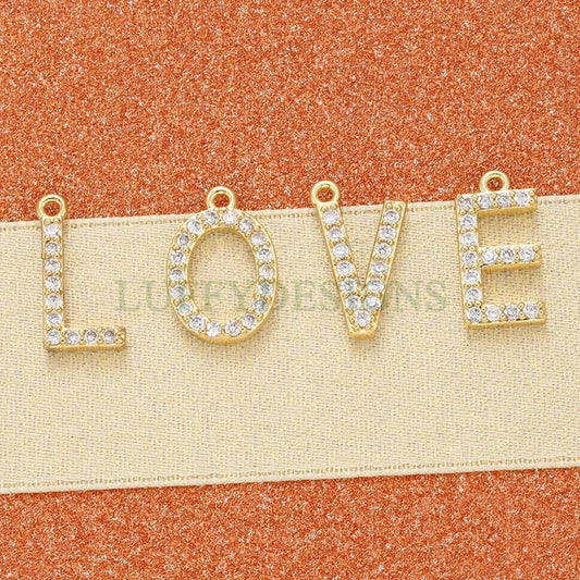 Uppercase Letter Charm, Alphabet Charm, Gold Letter Pendant With Crystal Zircon, 26 Letters CZ Initial Charms, Silver Initial Pendant