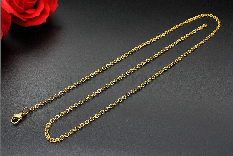 10pcs Finished Chains 60cm, Gold Cross Chains for Jewelry Making Supplies, Flat oval Cable Chain, Gold 316L Stainless Steel, 1.5mm/2.0mm