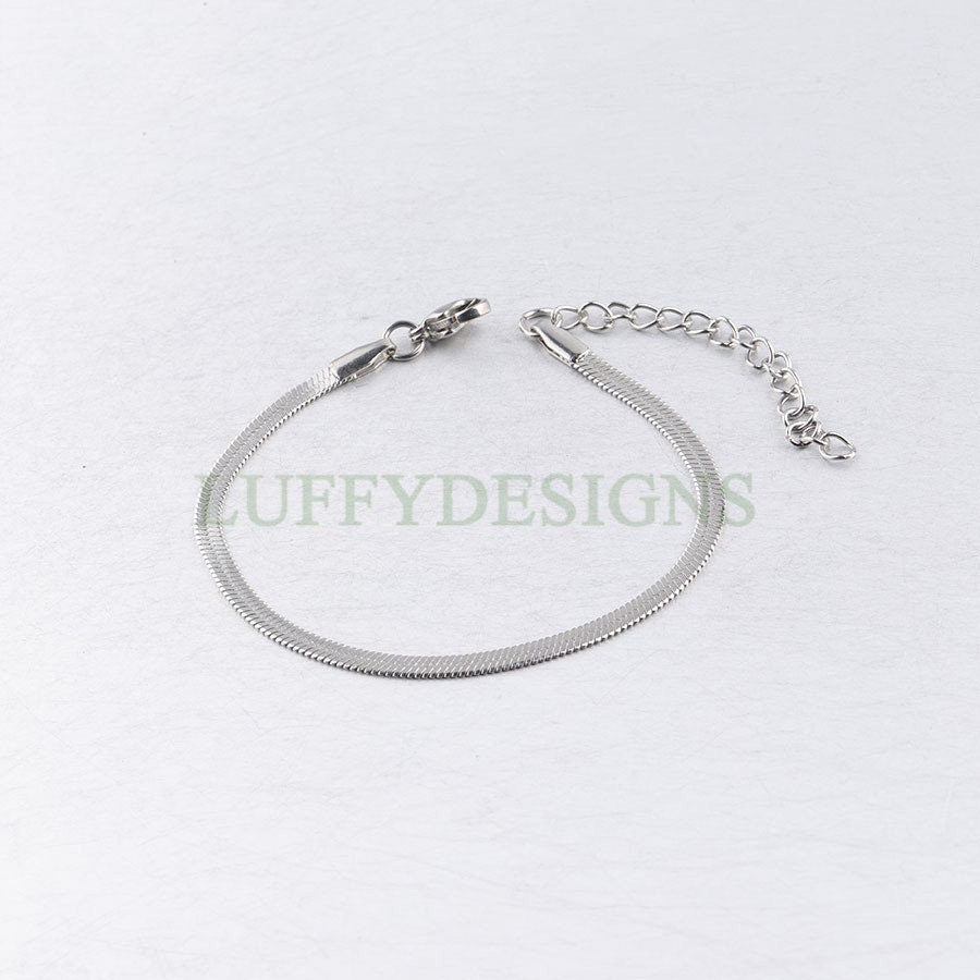 5pcs Finished Flat Snake Bracelet, Gold Snake Bracelet Chains, 18k Gold plated 316L Stainless Steel, DIY Bracelet Making Findings, 3mm/4mm