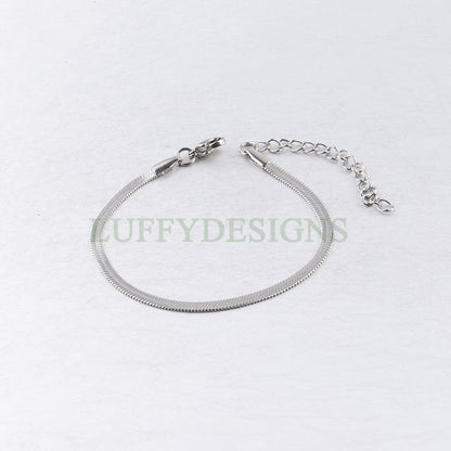 5pcs Finished Flat Snake Bracelet, Gold Snake Bracelet Chains, 18k Gold plated 316L Stainless Steel, DIY Bracelet Making Findings, 3mm/4mm