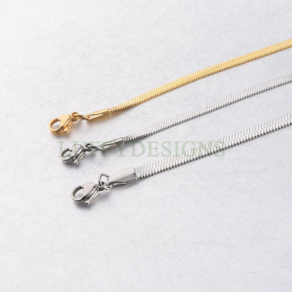 5pcs Finished Flat Snake Bracelet, Gold Snake Bracelet Chains, 18k Gold plated 316L Stainless Steel, DIY Bracelet Making Findings, 3mm/4mm
