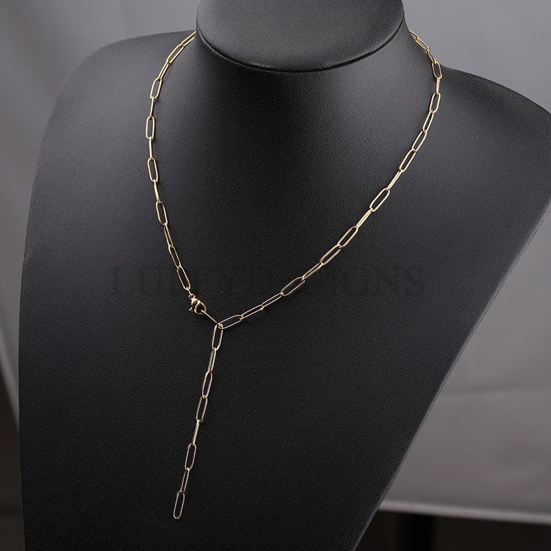 5pcs Finished Rectangle Link Chain, 18K Gold plated 316L Stainless Steel, Gold Link Chain Necklace, Paper Clip Chain, Chunky Link Chain