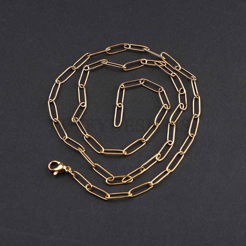 5pcs Finished Rectangle Link Chain, 18K Gold plated 316L Stainless Steel, Gold Link Chain Necklace, Paper Clip Chain, Chunky Link Chain