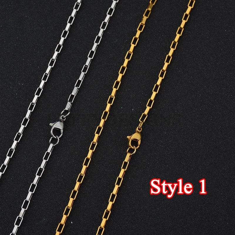 Wholesale 5pcs Finished 316L Stainless Steel Chain,  18k Gold Plated, Necklace Chains Bulk For Jewelry Making, Hypoallergenic Chain
