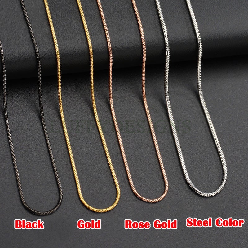 10pcs Finished 316L Stainless Steel Chains, Snake Chains, 18k Gold /Rose Gold plated, 16 /18 /20 inches, 0.9mm /1.2mm /1.5mm /2.0mm /2.4mm
