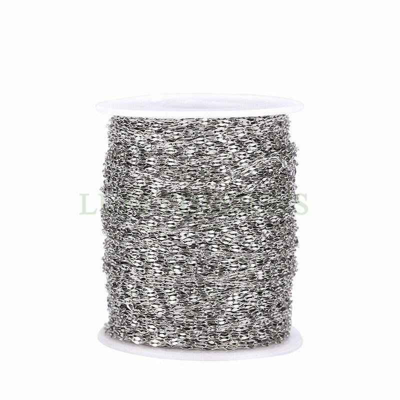 16ft/5m Lip Chain 1.8mm/2.3mm, Gold plated Stainless Steel, Unfinished Double Bar Chain, Bulk Soldered Link Chain