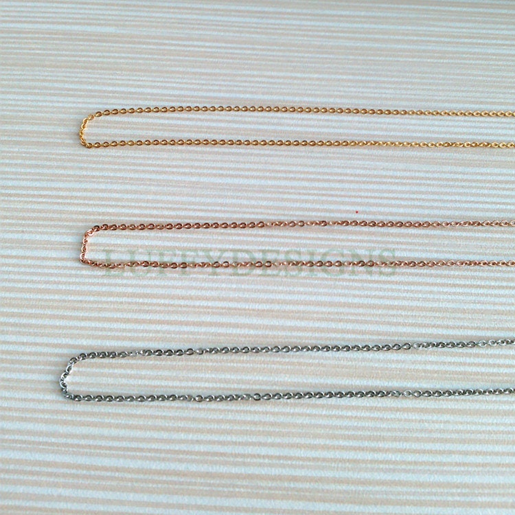16Ft /33Ft Gold Stainless Steel Chains, Flat oval Links -Gold Cross Chain, Rose Gold chain, Black Chain -1.1mm / 1.5mm / 2.0mm / 2.5mm