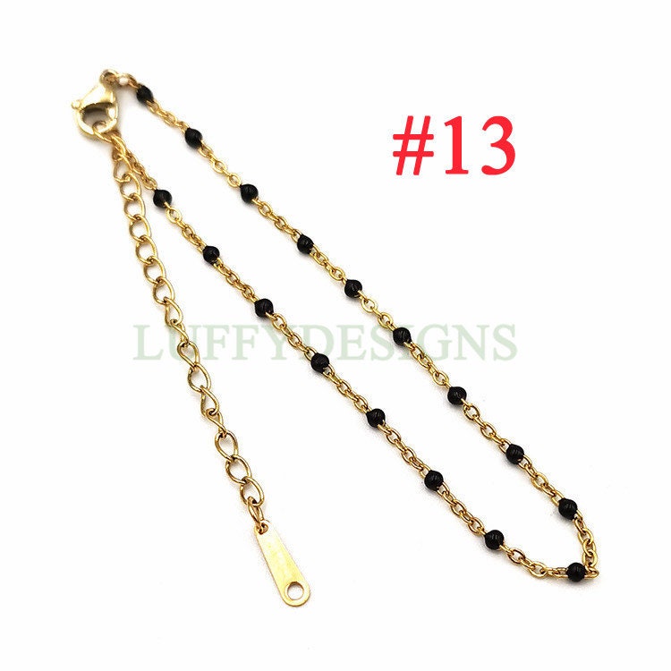 6pcs Enamel Satellite Bracelet, Gold plated Stainless Steel, Unfinished Gold Rosary Bracelet, Rainbow Epoxy Ball Bracelet for Jewelry Making
