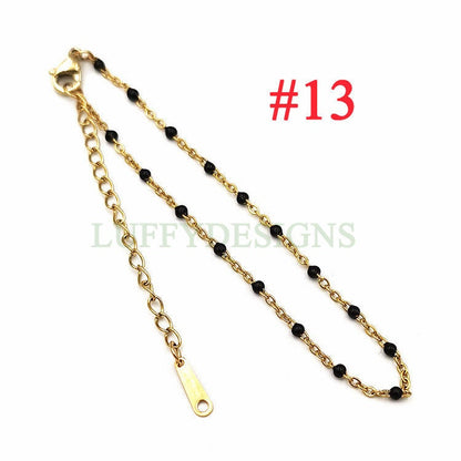 6pcs Enamel Satellite Bracelet, Gold plated Stainless Steel, Unfinished Gold Rosary Bracelet, Rainbow Epoxy Ball Bracelet for Jewelry Making