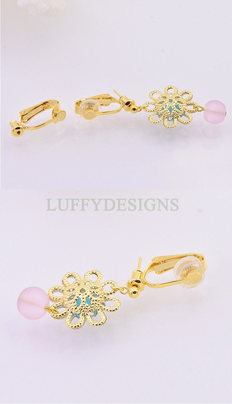 10pcs Non Piercing Earrings, Ear Clip with Attached Ear Nuts, Earwire Converter, Gold /Rhodium /Silver plated Brass, Comfortable Fit