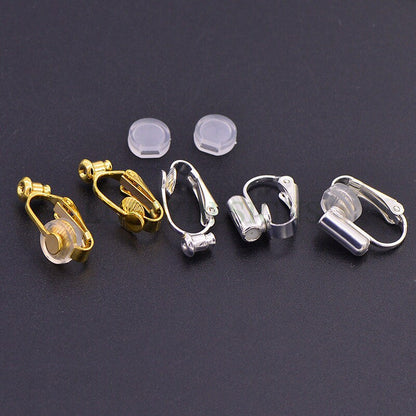 10pcs Non Piercing Earrings, Ear Clip with Attached Ear Nuts, Earwire Converter, Gold /Rhodium /Silver plated Brass, Comfortable Fit