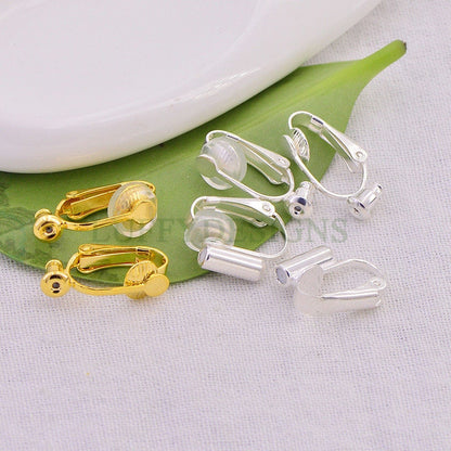10pcs Non Piercing Earrings, Ear Clip with Attached Ear Nuts, Earwire Converter, Gold /Rhodium /Silver plated Brass, Comfortable Fit