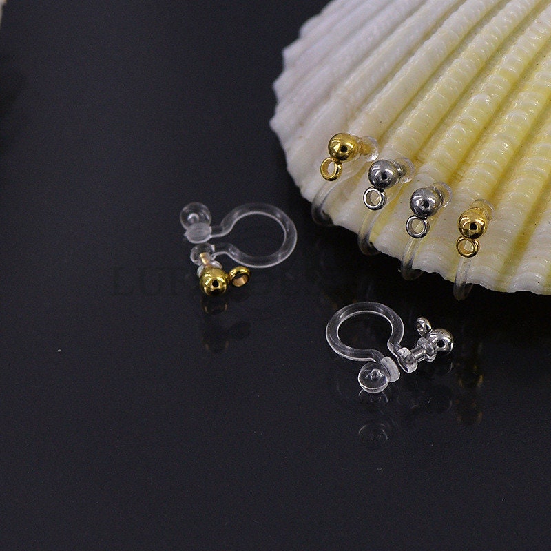20pcs Invisible clip on earring converter, resin earring clip, no pierced dangle earrings clip findings, hypoallergenic clip earrings