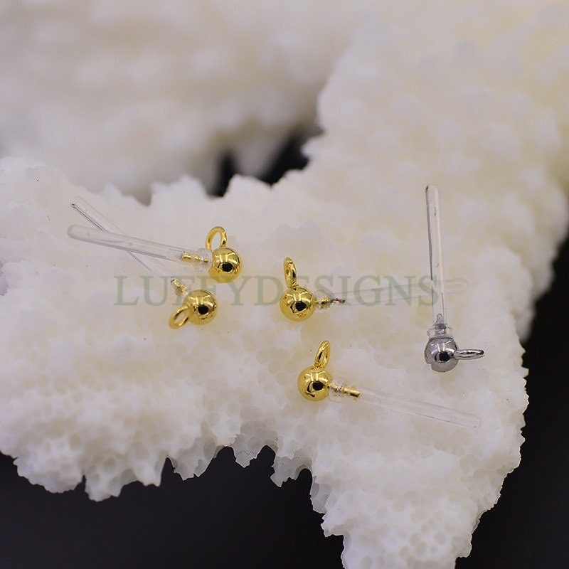 20pcs  Invisible Earring Findings, Studs with Backs, Clear Plastic Earring Posts, hypoallergenic Resin Ear Stud, Jewelry Supplies