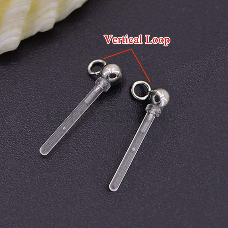 20pcs  Invisible Earring Findings, Studs with Backs, Clear Plastic Earring Posts, hypoallergenic Resin Ear Stud, Jewelry Supplies