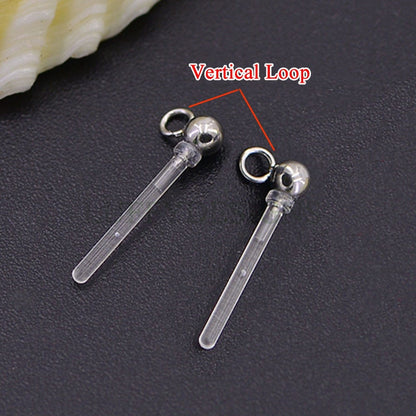 20pcs  Invisible Earring Findings, Studs with Backs, Clear Plastic Earring Posts, hypoallergenic Resin Ear Stud, Jewelry Supplies