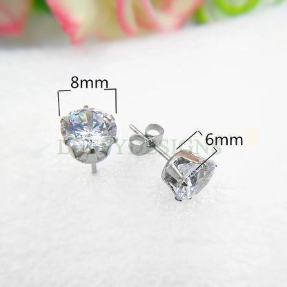 10pcs White Zircon Stud, Crystal Stud Earring, 316L Stainless Steel Post, Gold Earring Posts, Earring Findings, 3mm /4mm /5mm /6mm /8mm