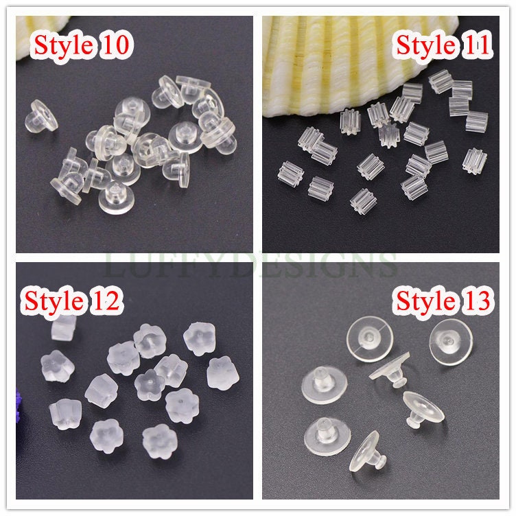 100pcs 316L Stainless Steel/Rubber Earring Backs, Earring Stoppers, Earring Findings, Ear Nuts, Gold Safety Back, Jewelry Findings