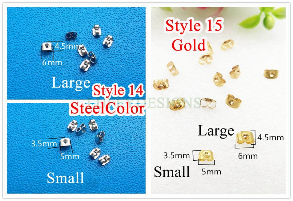 100pcs 316L Stainless Steel/Rubber Earring Backs, Earring Stoppers, Earring Findings, Ear Nuts, Gold Safety Back, Jewelry Findings