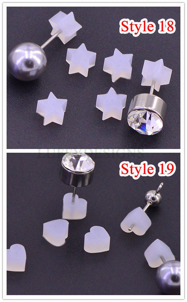 100pcs 316L Stainless Steel/Rubber Earring Backs, Earring Stoppers, Earring Findings, Ear Nuts, Gold Safety Back, Jewelry Findings