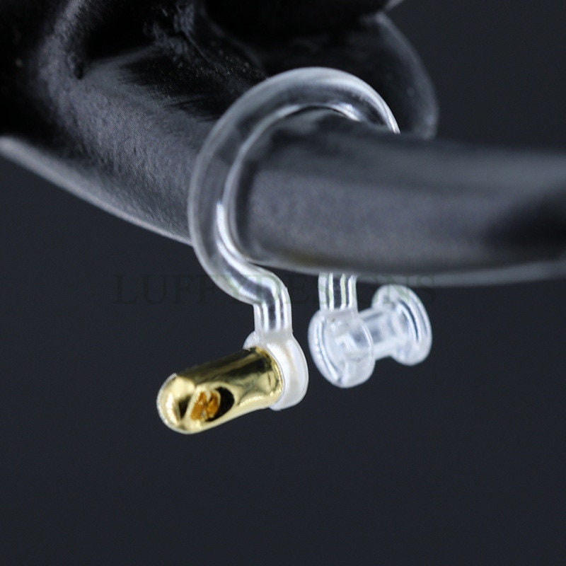 20pcs Invisible clip on earring with double holes, resin earring clip, no pierced earrings clip findings, hypoallergenic clip earrings
