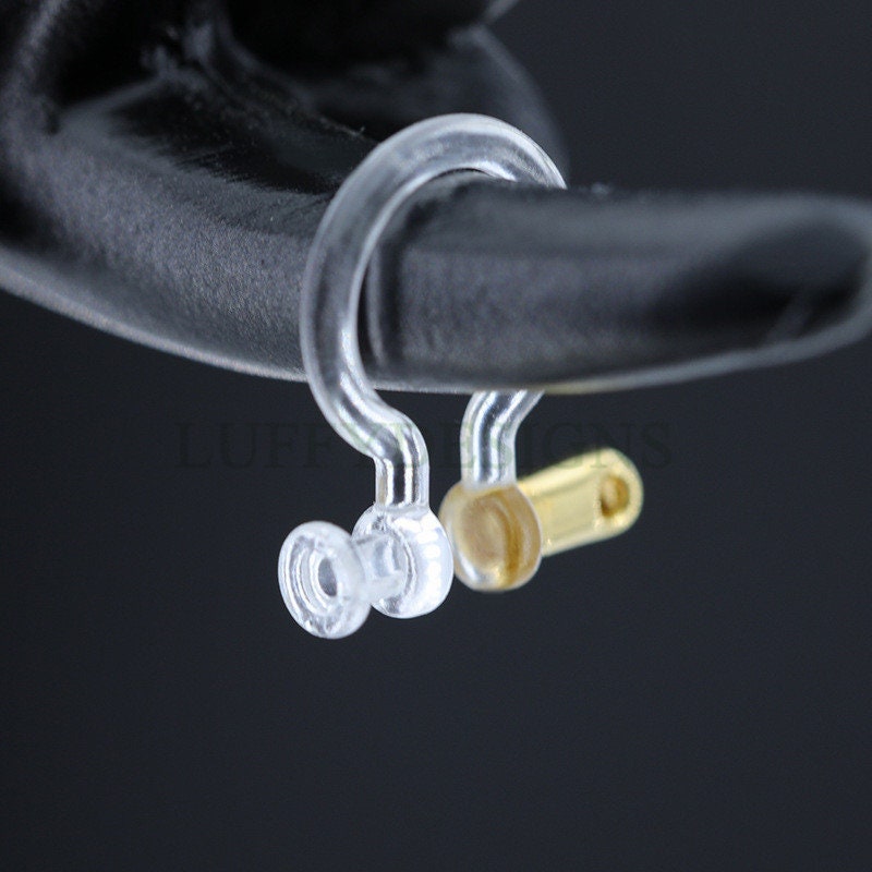 20pcs Invisible clip on earring with double holes, resin earring clip, no pierced earrings clip findings, hypoallergenic clip earrings