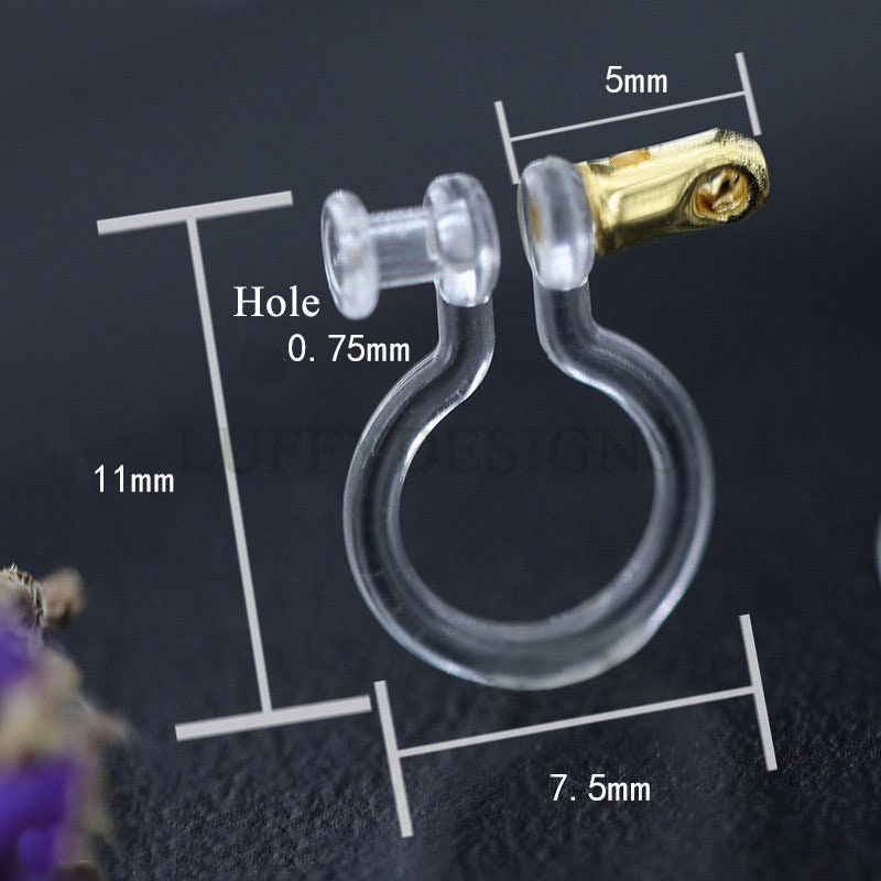 20pcs Invisible clip on earring with double holes, resin earring clip, no pierced earrings clip findings, hypoallergenic clip earrings