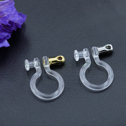 20pcs Invisible clip on earring with double holes, resin earring clip, no pierced earrings clip findings, hypoallergenic clip earrings