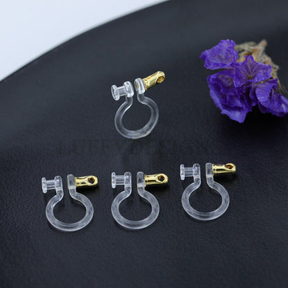 20pcs Invisible clip on earring with double holes, resin earring clip, no pierced earrings clip findings, hypoallergenic clip earrings