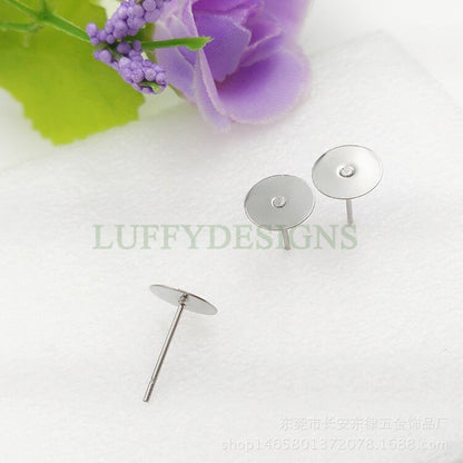 20pcs Earring Post Studs Flat Pad, 18K Gold Plated 316L Stainless Steel Post, Earring Findings, Stud Supplies, 5mm /6mm /8mm /10mm
