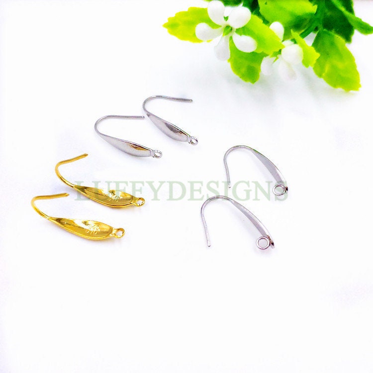 100pcs Gold Earring Hooks, Ear Wires, Earring Findings, 18k Gold Plated 316L Stainless Steel, Hypo Allergenic French Hooks, Fish Hooks