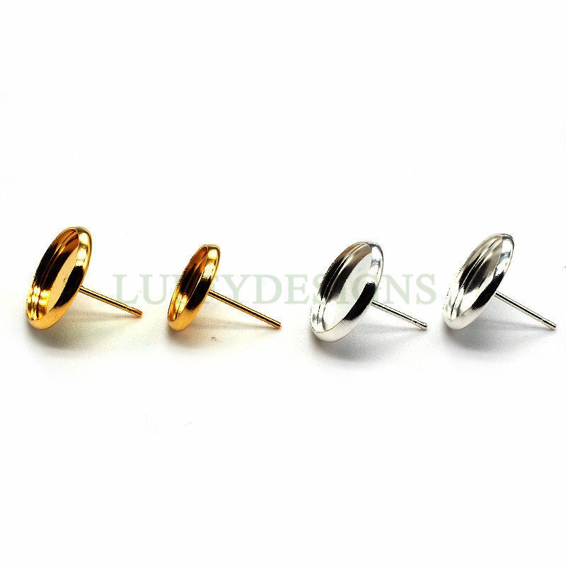 50pcs Earring Posts Studs, 316L Stainless Steel Ear Studs, Round Bezel Cabochon Base Setting, Earring Findings, Stud Supplies, 6-20mm