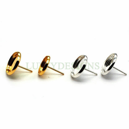 50pcs Earring Posts Studs, 316L Stainless Steel Ear Studs, Round Bezel Cabochon Base Setting, Earring Findings, Stud Supplies, 6-20mm