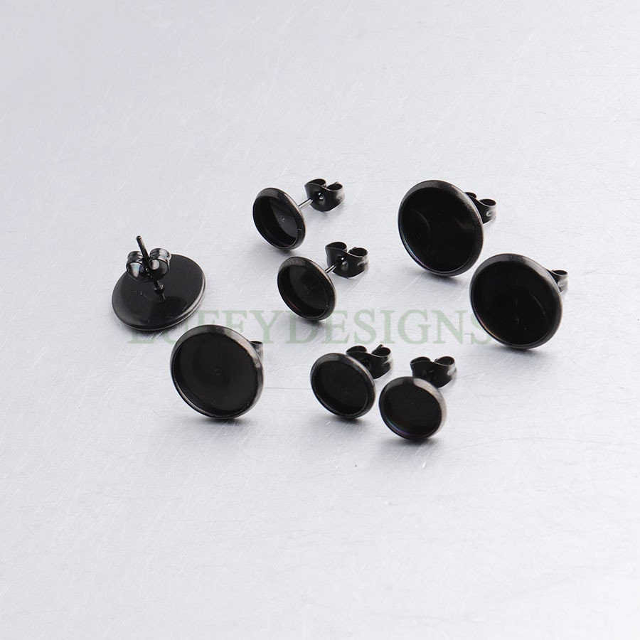 50pcs Earring Posts Studs, 316L Stainless Steel Ear Studs, Round Bezel Cabochon Base Setting, Earring Findings, Stud Supplies, 6-20mm