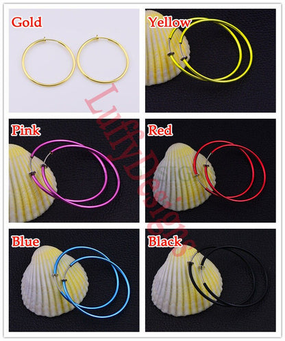10pcs Clip On Fake Earrings, Spring Action Fake Hoops, No Pierced Earring, Dangle Earring, Pierced Look Earring, Large Ear Hoops