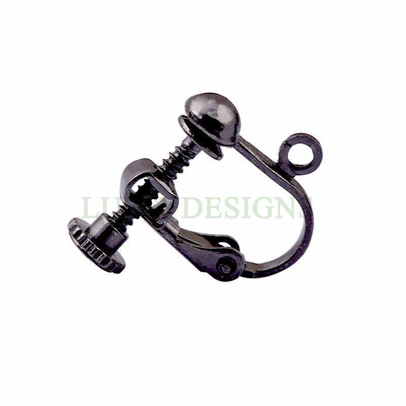 10pcs Clip-on Ear Wire, Earring Clips with Loop, Adjustable with Hinged Screwback, Gold /Rhodium /Rose Gold /Silver plated Brass