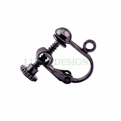 10pcs Clip-on Ear Wire, Earring Clips with Loop, Adjustable with Hinged Screwback, Gold /Rhodium /Rose Gold /Silver plated Brass