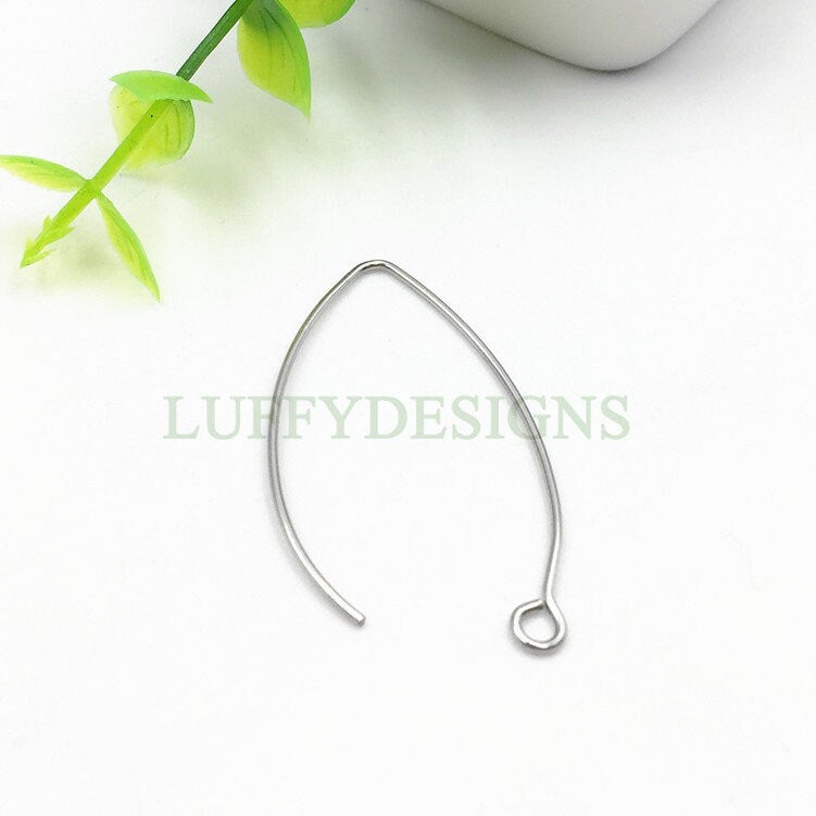 10pcs Gold Ear Hooks, Long Oval Ear Hook, Earring ear wire Findings, kidney ear wires, 18k Gold plated 316L Stainless Steel, Hypo Allergenic