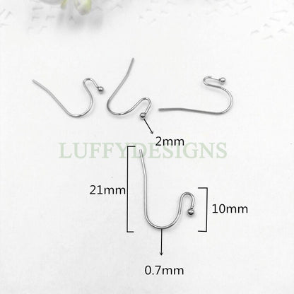 10pcs Gold Ear Wire Hooks, Earring Hooks with Ball, Earring Findings, 316L Stainless Steel Hypo Allergenic French Hooks, Fish Hooks