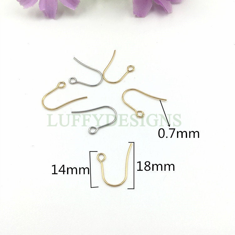 10pcs Gold Ear Wire Hooks, Earring Hooks, Earring Findings, 316L Stainless Steel Hypo Allergenic French Hooks, Earring Wires, Fish Hooks