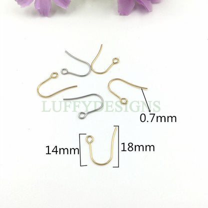 10pcs Gold Ear Wire Hooks, Earring Hooks, Earring Findings, 316L Stainless Steel Hypo Allergenic French Hooks, Earring Wires, Fish Hooks