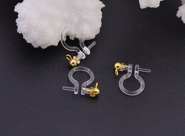 20pcs Invisible clip on earring converter, resin earring clip, no pierced dangle earrings clip findings, hypoallergenic clip earrings