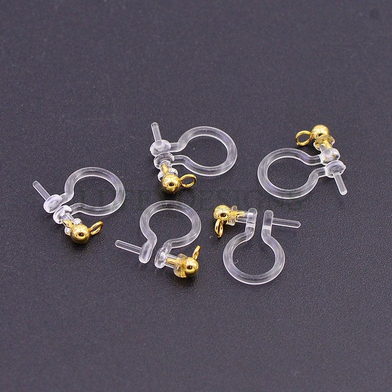 20pcs Invisible clip on earring converter, resin earring clip, no pierced dangle earrings clip findings, hypoallergenic clip earrings