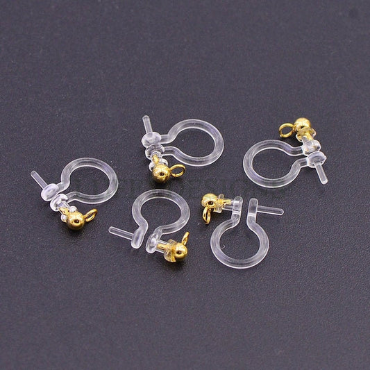20pcs Invisible clip on earring converter, resin earring clip, no pierced dangle earrings clip findings, hypoallergenic clip earrings