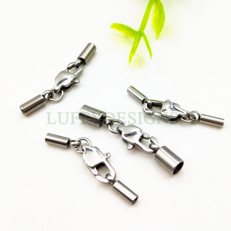 10Pcs Leather Cord End Cap with Lobster Claw Clasp, 18K Gold plated 304 Stainless Steel, Gold Jewelry Making Supplies Findings 1.2 - 3.1mm