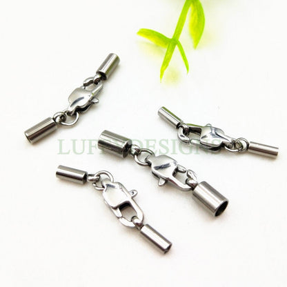 10Pcs Leather Cord End Cap with Lobster Claw Clasp, 18K Gold plated 304 Stainless Steel, Gold Jewelry Making Supplies Findings 1.2 - 3.1mm
