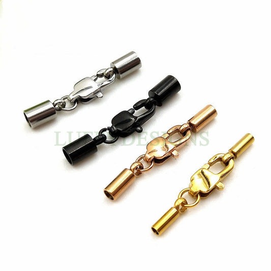 10Pcs Leather Cord End Cap with Lobster Claw Clasp, 18K Gold plated 304 Stainless Steel, Gold Jewelry Making Supplies Findings 1.2 - 3.1mm