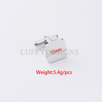 Gold/Rose Gold Cufflinks, 16mm Square Plane French Cufflinks Blank, Cufflink Base, Cufflinks Bezel Setting, Mirror Polished Steel Cufflinks
