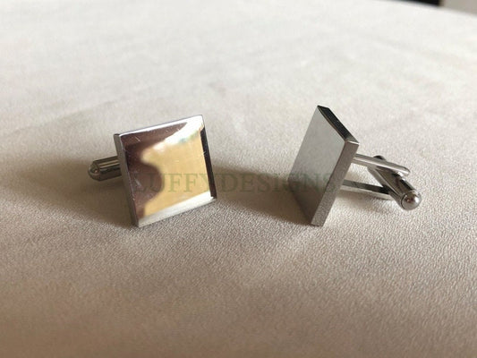 316L Stainless steel cufflinks ,square plane 16mm French cufflinks blank, cufflink base, Cufflinks Bezel Setting, Mirror Polished Cufflinks