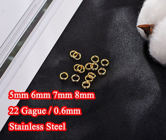 100pcs 22 Gague/ 0.6mm, Double Loop Split Jump Rings, 304 Stainless Steel, 5mm /6mm /7mm /8mm /10mm, Gold Split Jump Rings, Link Connector